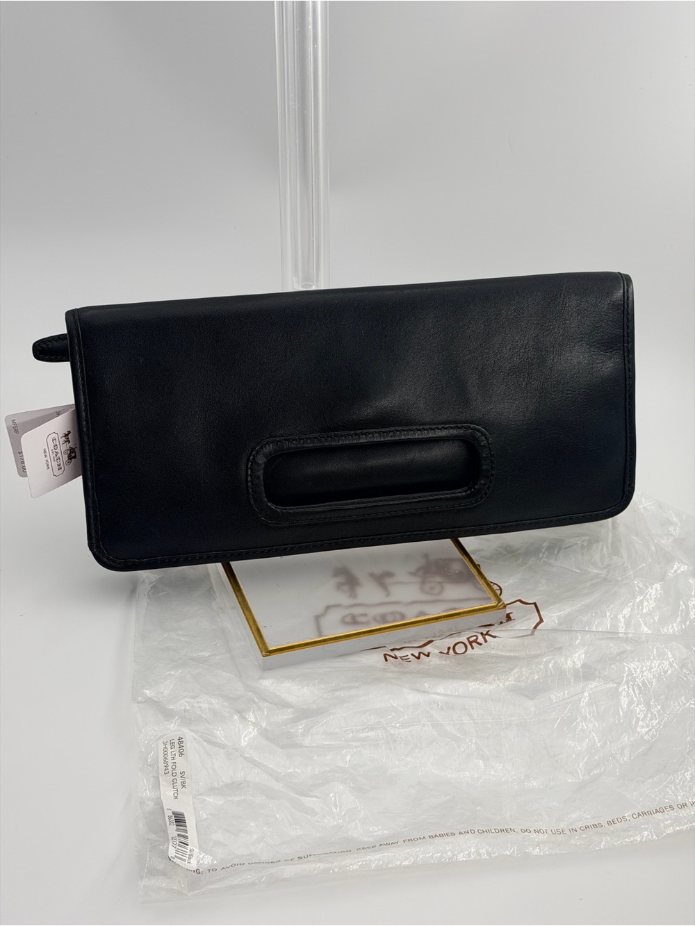 NWT Coach Legacy Leather Foldover Flap Clutch Black 48406 RARE